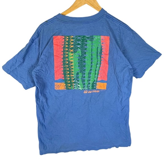 Vintage Blue T Shirt Cactus Graphic Print Pocket Tee Mens XL Oneita Power T - Picture 7 of 8